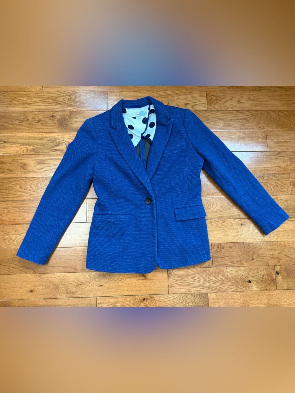 Boden Emilia Ponte Blue One Button Blazer - Picture 3 of 11